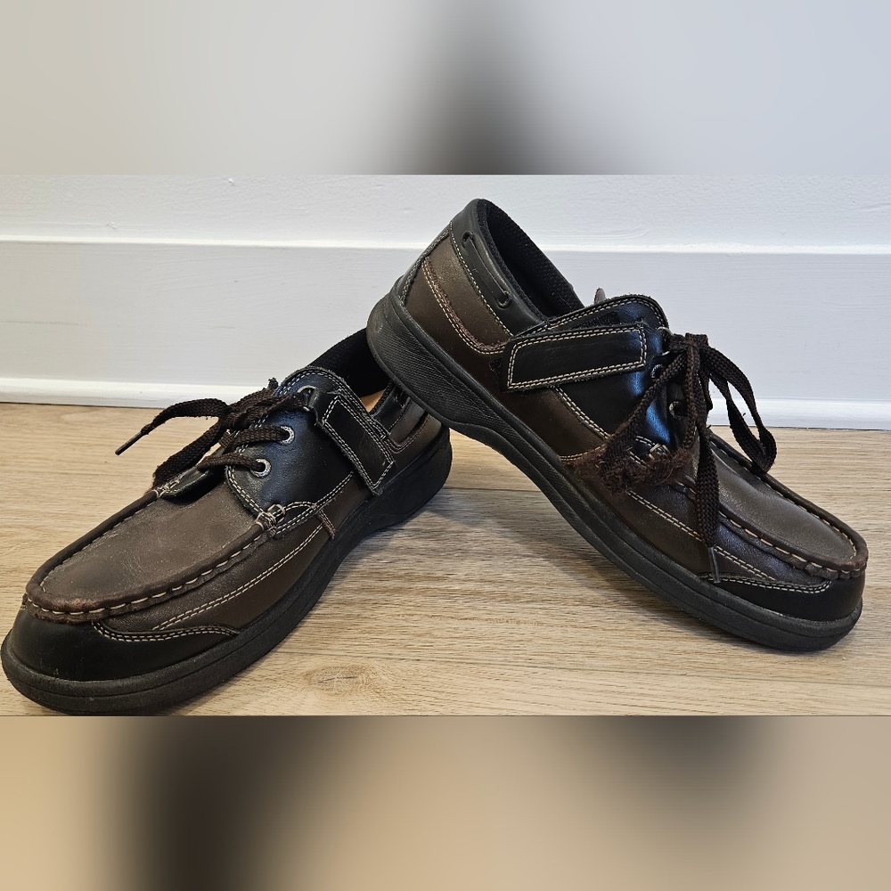 OrthoFeet Men's Size 11.5 D Baton Rouge Brown/Black Leather Loafer Lace Up Shoes
